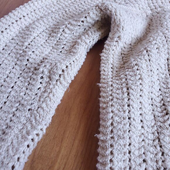 Vintage LL Bean Cardigan Sweater Womens XS Open Front Cream Oatmeal Chunky Knit - Picture 11 of 11